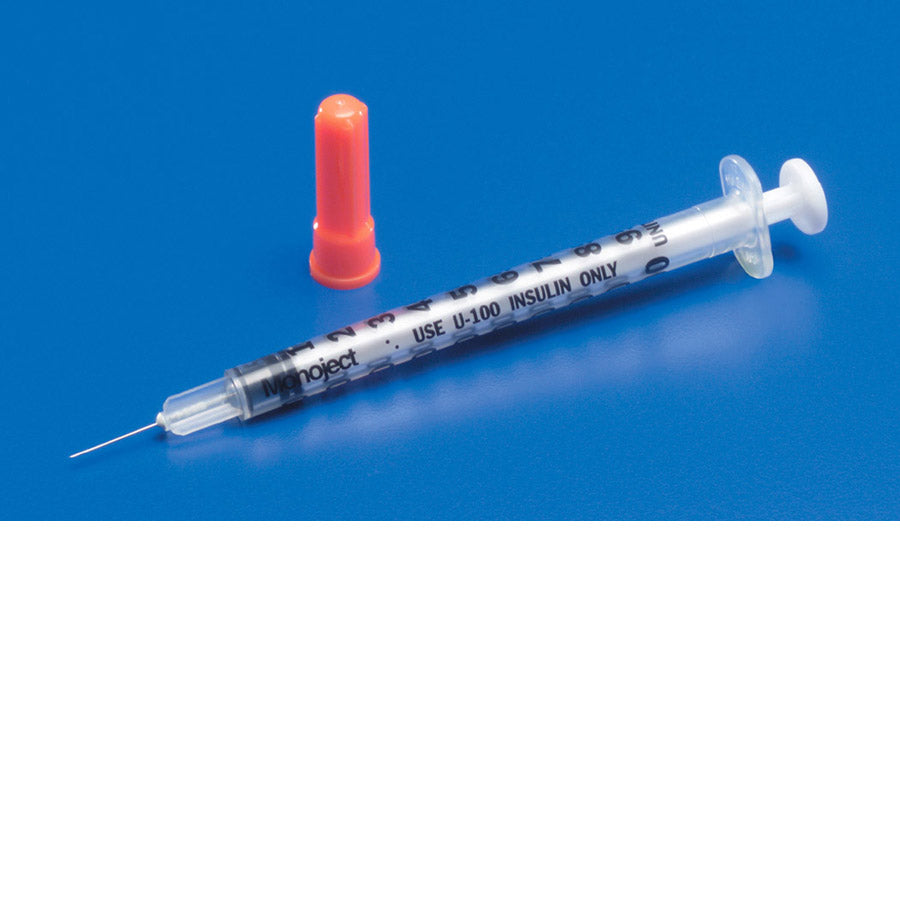 Monoject™ Insulin Syringe with Needle  1 mL 28G 1-2 inch Needle.
