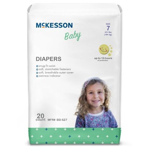 Disposable Children's Diaper Size 7 Fits 41+ lbs., 17.3 - 25.1" Waist