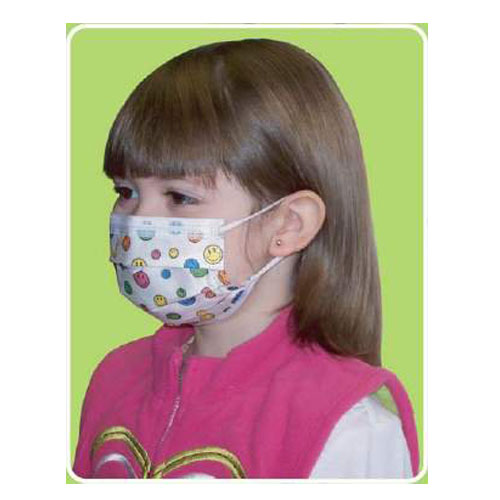 Child Size Procedure Mask Pleated Earloops  (Happy Face Print)