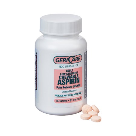 Pain Relief Aspirin 81 mg Strength, Chewable Tablet 36 per Bottle