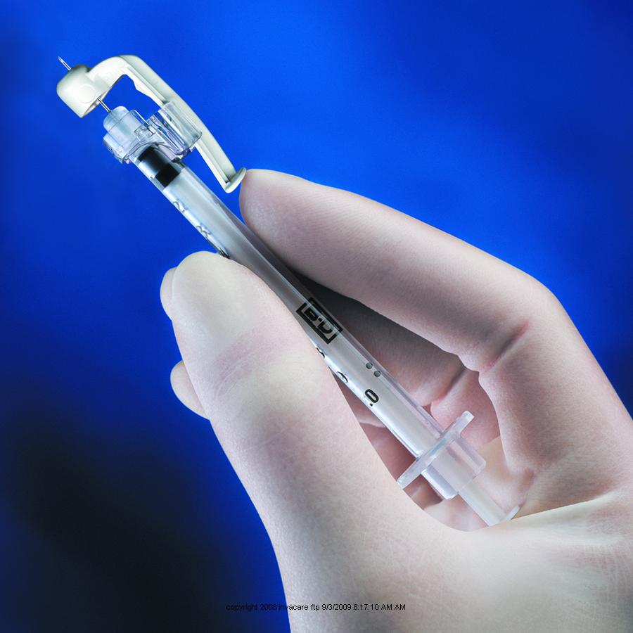 BD SafetyGlide™ Insulin Syringe and Needle 1 mL 29 Gauge 1-2 Inch