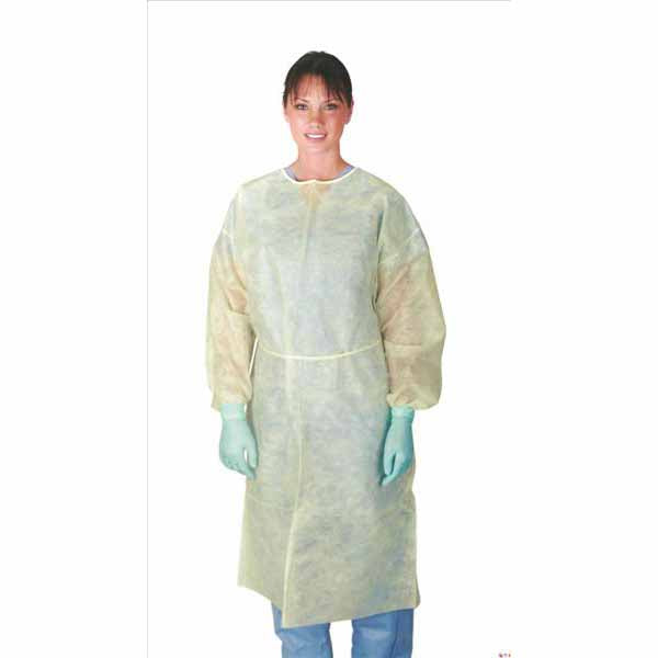 Medline Polypropylene Isolation Gowns, Yellow, Regular-Large (CRI4000) (50/CS)