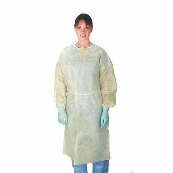 Medline Polypropylene Isolation Gowns, Yellow, X-Large (CRI4001) (50/CS)