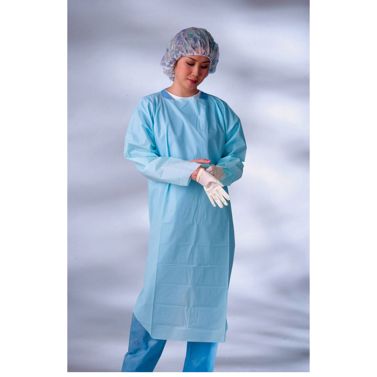 Medline Chlorinated Polyethylene (CPE) Thumb Loop Style Isolation Gown, Blue, X-Large (CRI5001) (75/CS)