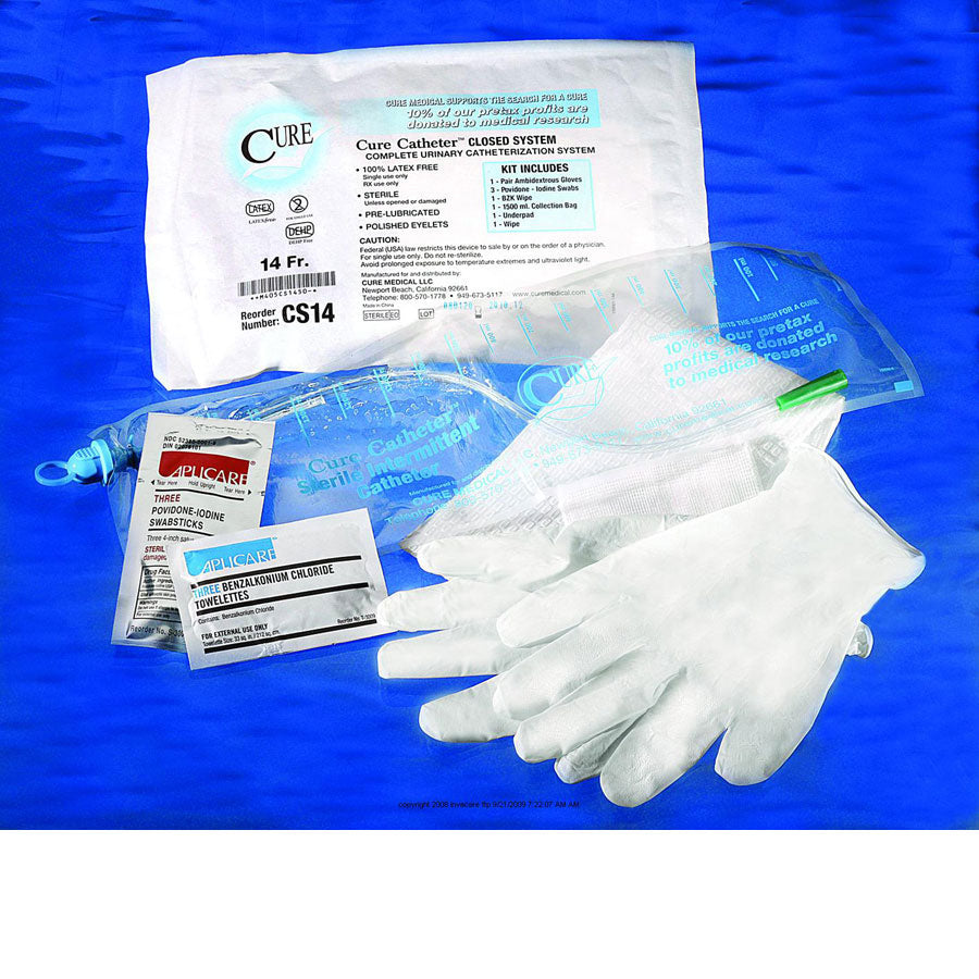 Cure Catheter® Unisex Closed System Kit with Integrated 1500mL Collection Bag