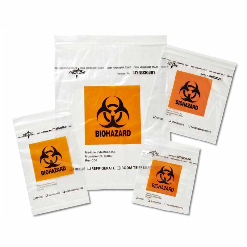 Medline Zip-Style Specimen Bags with Document Pocket, Clear (DYND30261H)