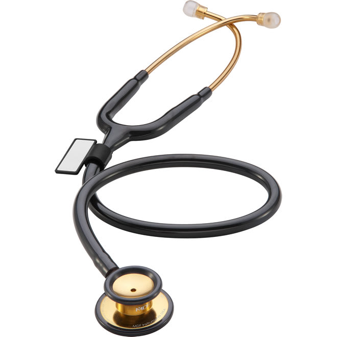 MDF MD One Stainless Steel Stethoscope, 22K Gold Edition, Adult Size - Color: NoirNoir (Black)