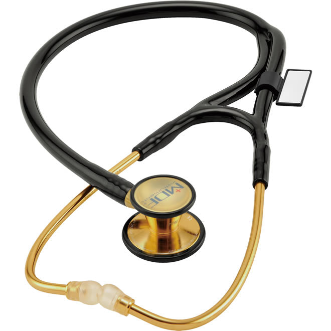 MDF ER Premier Stethoscope, 22K Gold Edition, Adult & Pediatric Size - Color: NoirNoir (Black)