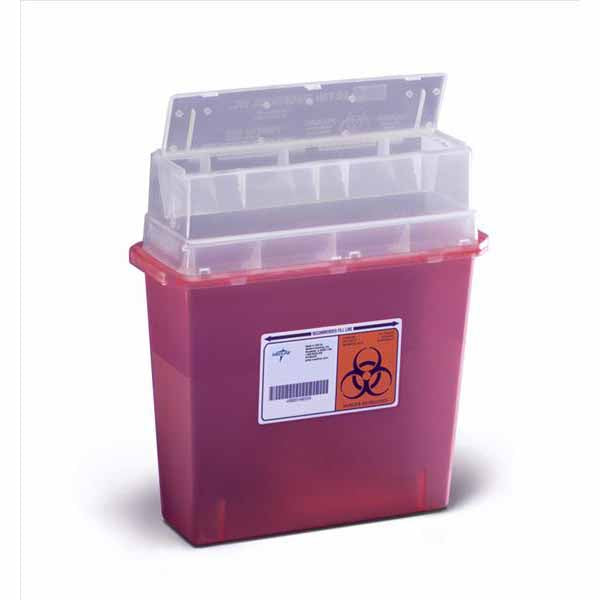 Medline Biohazard Patient Room Sharps Containers, Red