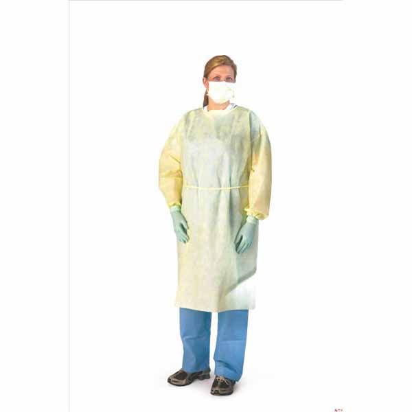 Medline Medium Weight Multi-Ply Fluid Resistant Isolation Gown, Yellow, X-Large (NON27SMS2XL)