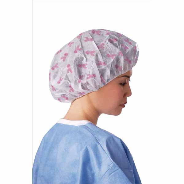 Medline Pro Series Bouffant Caps, Pink Ribbon, Regular-Large (NON28230R) (500/CS)