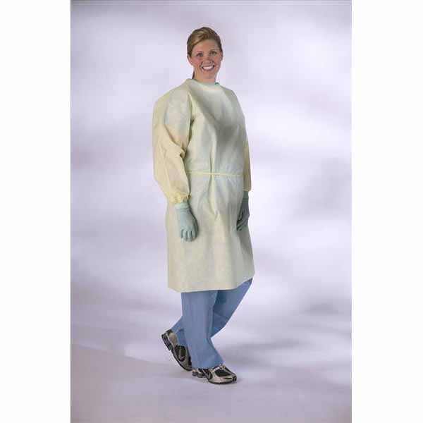 Medline Medium Weight Multi-Ply Isolation Gowns, Yellow, Regular-Large (NONLV200)