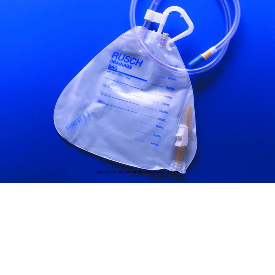 Economy Bedside Drainage Bag with Anti-Reflux Valve - 2000mL, Sterile