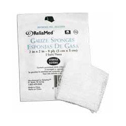 Gauze-Dressing Sponge, Sterile 2's, 8-ply 2" x 2" by Reliamed