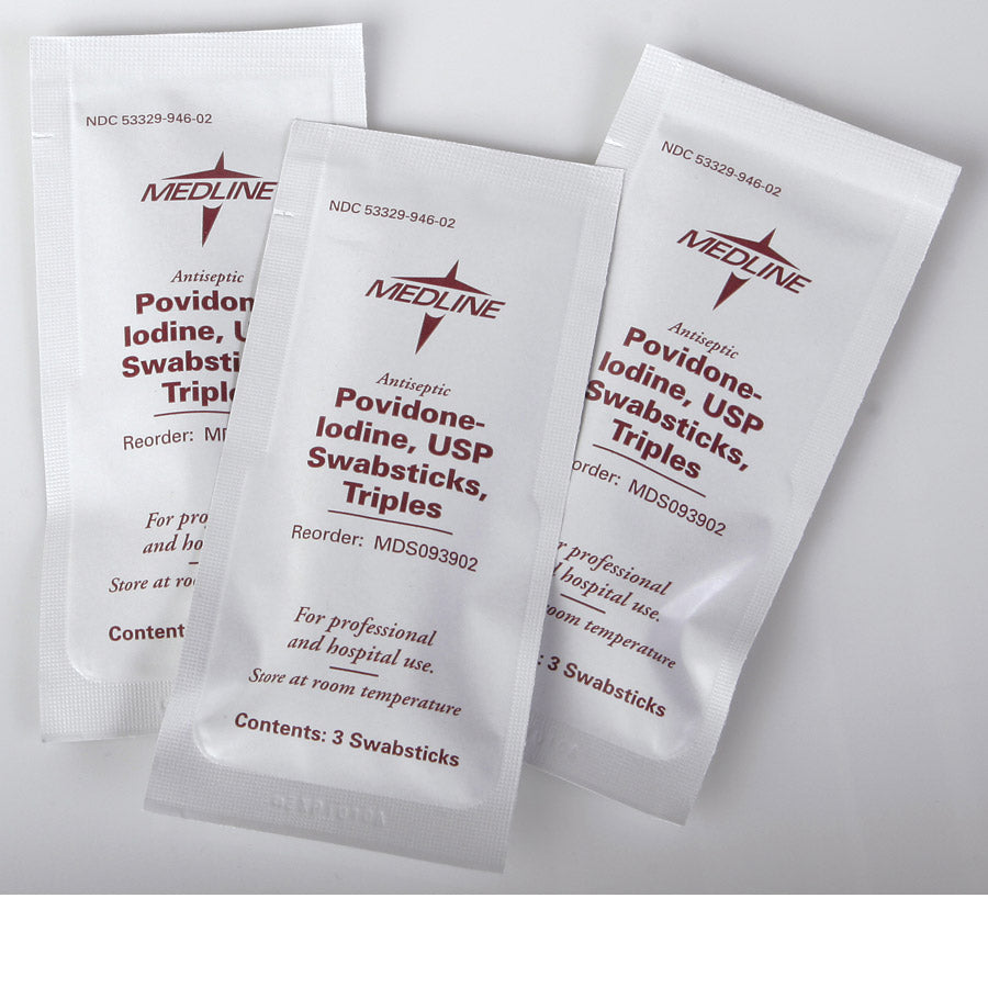 Swabstick Povidone Iodine 3-Pk-25-Pk-Box